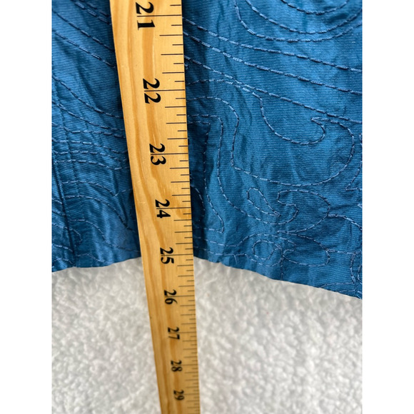 Chicos Womens Suit Jacket Blazer Blue Floral Embroidered Lined Pockets 1 M/8 - Picture 7 of 8